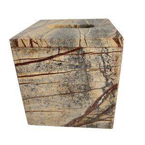 Marble Tissue Box Cover Tradewinds Bath Collection Made In India Brown Heavy